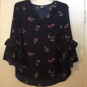 Navy blue floral blouse